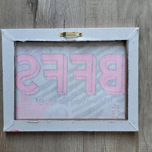 BFF friendship girlfriend forever pink heart glitter canvas hanging home decor - Picture 2 of 2